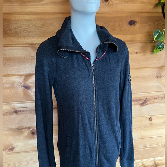 Roxy Estilo lightweight front full zip jacket sweatshirt, gray Cowell neck Large - Picture 5 of 5